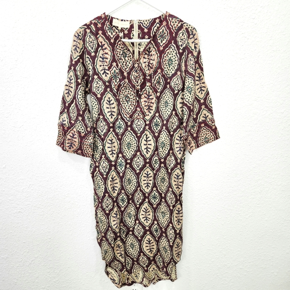 Souk Indigo | NWT Printed 3/4 Sleeve Midi Dress Medium